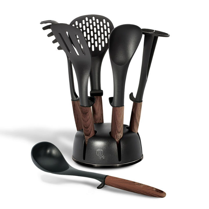 Set 6 ustensile cu suport Wood Touch