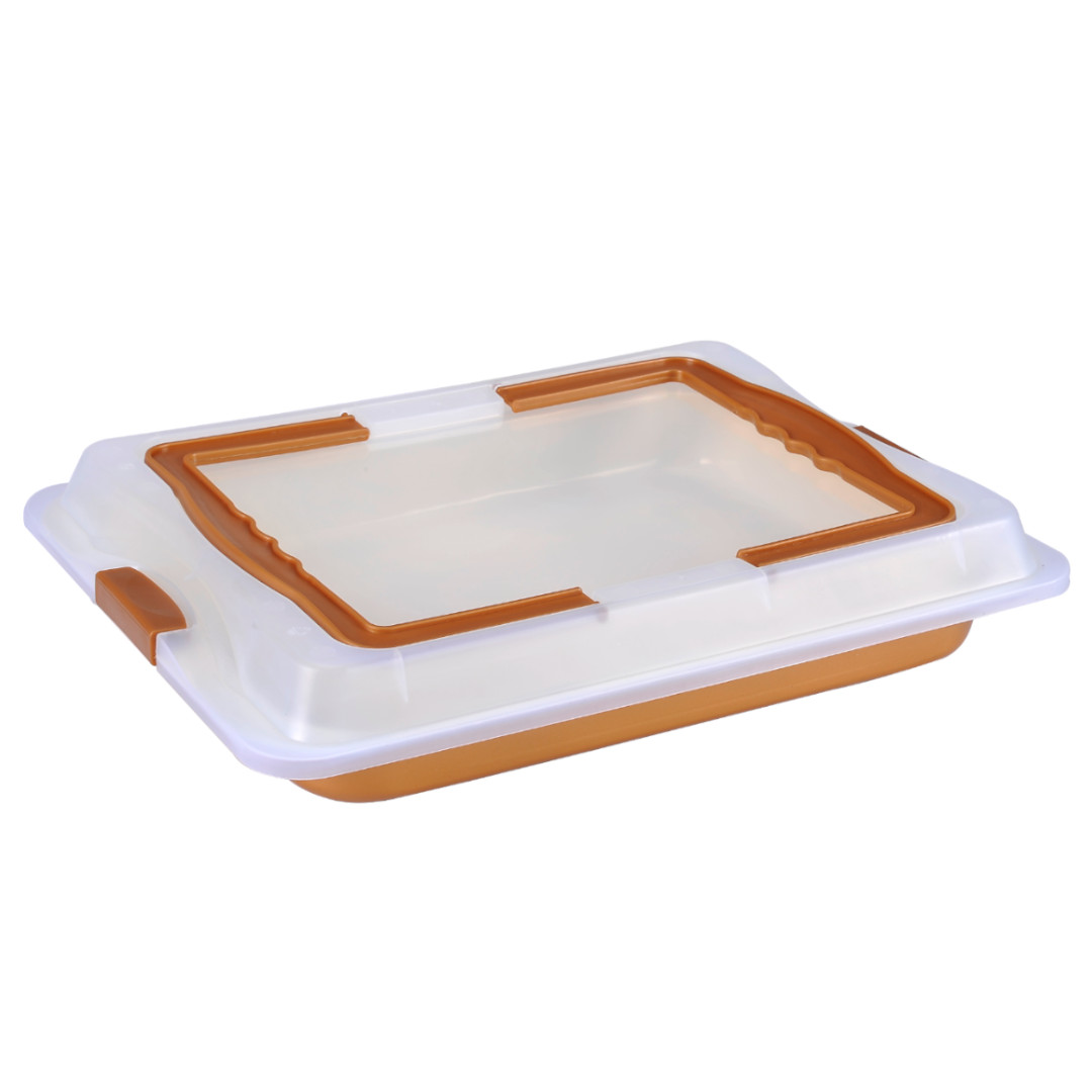 Tavă de copt cu particule de marmură + capac de plastic, Royalty Marble Tray with Cover
