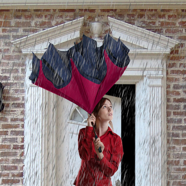 Umbrelă reversibilă Wonderdry, cu buton pentru închidere și deschidere automată, lungă, roșie