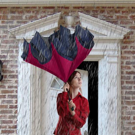Umbrelă reversibilă Wonderdry, cu buton pentru închidere și deschidere automată, lungă, roșie