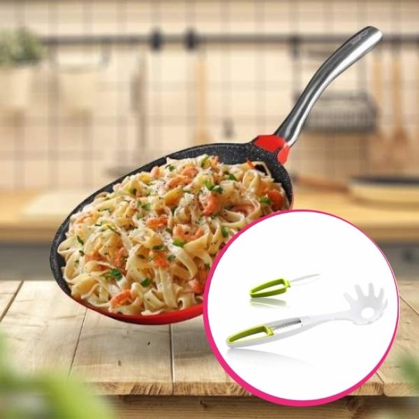 Pachet avantajos: Tigaie Saltapasta, 28 cm + Set ustensile Pasta Spoon & Grater