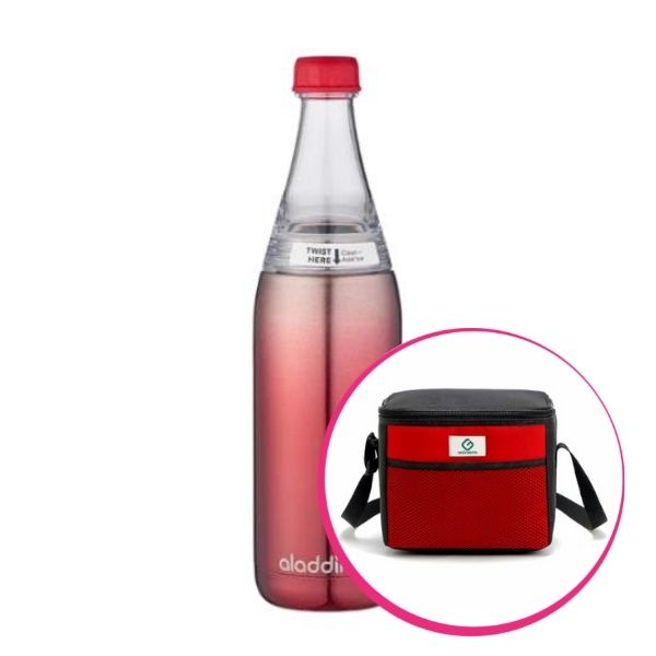 Pachet avantajos: Geantă Frigorifică Termoizolantă 9 L + Sticlă inox cu sistem de răcire, 0.6 L