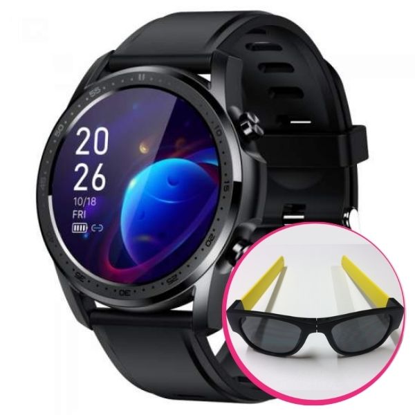 Pachet Avantajos: Ceas Smart Pro Titan Black + Ochelari de soare flexibili Clix, Galben CADOU