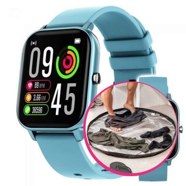 Pachet avantajos: Ceas Wellness Smart Pro, albastru + Geantă covor pentru sală 2 in 1 Smart GymBag
