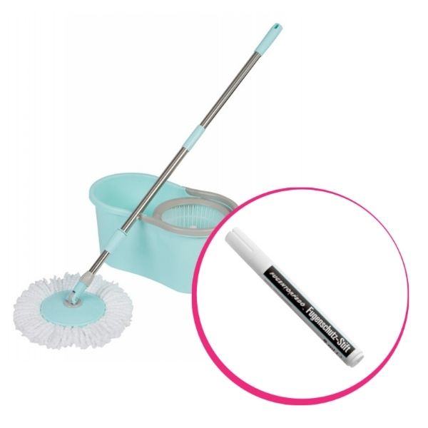 Pachet avantajos: Mop rotativ ReFresh cu mâner telescopic și găleată cu storcător 11L + Creion pentru sigilarea rosturilor Fugentorpedo