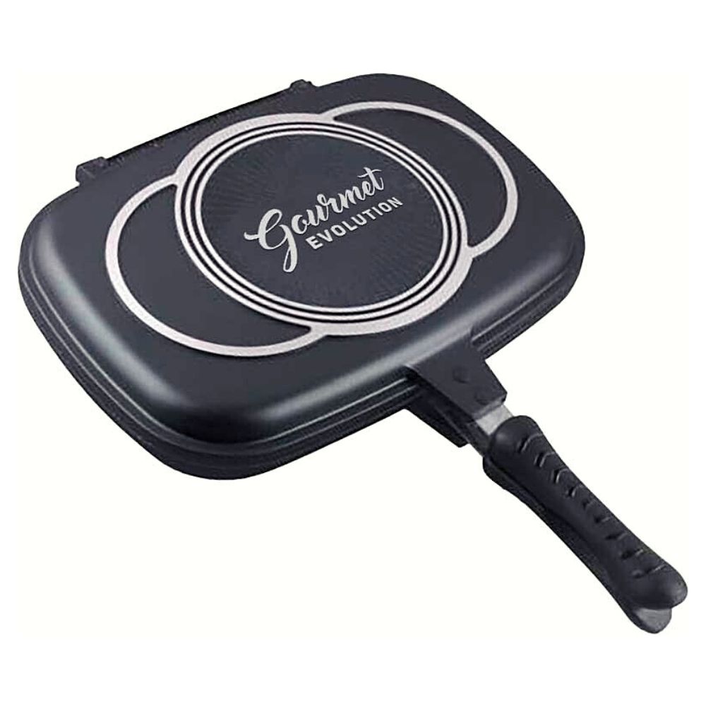 Tigaie dublă cu suprafață antiaderentă grill și clasică Gourmet Evolution, 36 cm